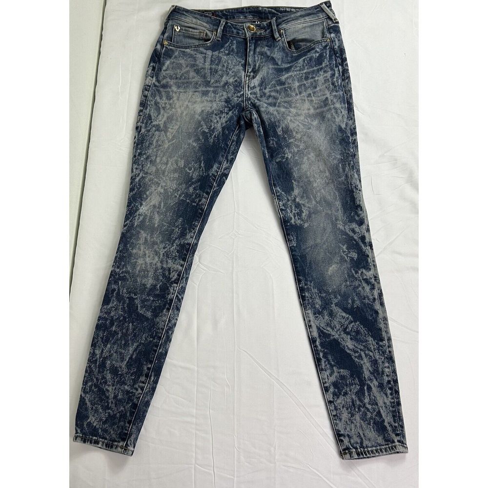 TRUE RELIGION Jennie Curvy Skinny Jean Marbled Stone Acid Wash‎ Women's Size 29
